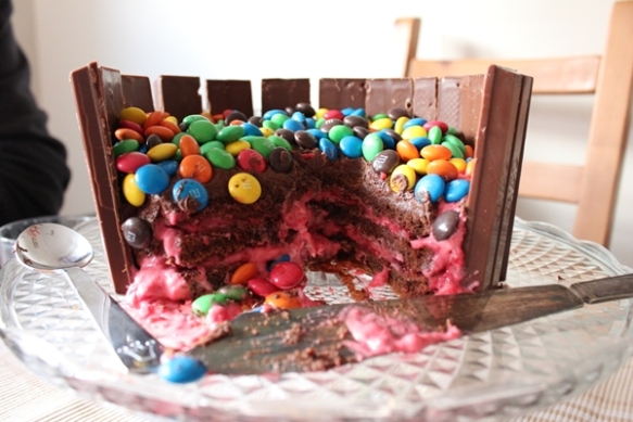 M&M cake avalanche